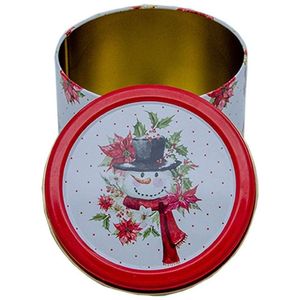 Boîte de rangement décorative ronde bonhomme de neige rouge 1.2L Ø 140x90mm - Product Image 3