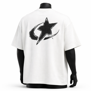 เสื้อยืดกราฟิกโอเวอร์ไซส์แบบกำหนดเองสำหรับผู้ชาย ผ้าฝ้ายคุณภาพสูง สีขาว สตรีทแวร์ ทรงหลวม เสื้อยืดขายส่งสำหรับผู้ชาย - Product Image 2