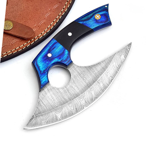 Couteau Ulu en acier Damas haute résistance pour usage en restauration, style industriel, pour droitiers, compatible lave-vaisselle, conçu pour une longue durée de vie - Product Image 5