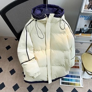 Veste matelassée chaude d'hiver à capuche pour hommes, manteaux épais à col montant, style bouffant, tissu en toile, streetwear - Product Image 3