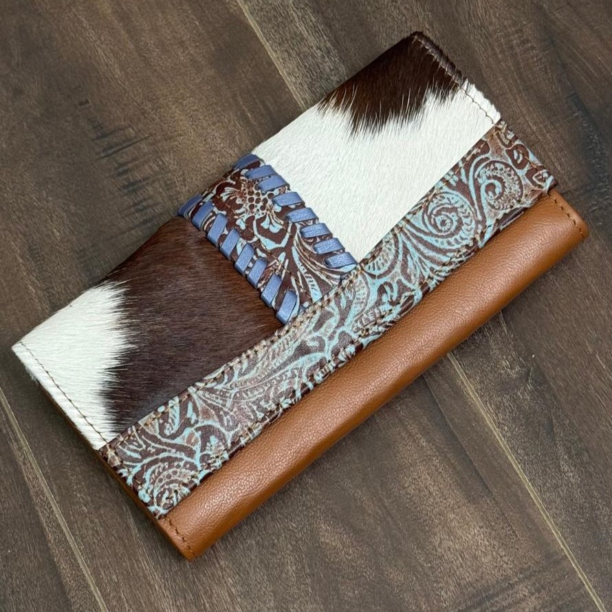 Brown With Turquoise Embossed Print