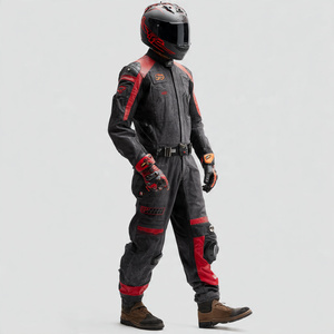 ชุดหนังสำหรับนักแข่งรถมอเตอร์ไซต์มีซิปสำหรับผู้ชายชุดเสื้อแจ็กเก็ตมอเตอร์มีซิปสำหรับผู้ชาย - Product Image 3