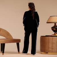Nouvelle Collection 2026 : Ensemble Décontracté Femme Noir Imprimé Style Vintage Hiver, Manches Courtes, Col Rabattu, Tendance Européenne et Américaine
