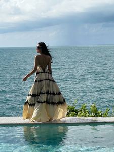 Vestido largo de verano con espalda descubierta para mujer, traje bohemio informal elegante - Product Image 2