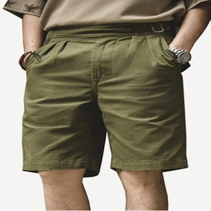 2024 New Hot Sale Fashionable High Street High Waist <b>Long</b> <b>Cargo</b> <b>Men</b> <b>Shorts</b> Breathable Canvas Elastic Waist Solid Plain Dyed - Product Image 2