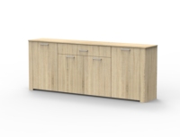 Buffet moderne à 4 portes et 1 tiroir en panneaux de bois, 3 étagères, pour salon, cuisine, bureau à domicile, rangement, modèle FURNIZONE 3205