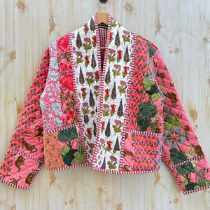 Indien fait à la main Burfi matelassé coton Patchwork veste nouveauté unisexe manteau d'hiver avec bouton décoration Style bohème - Product Image 1