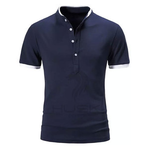 Camiseta de manga corta para hombre, Polo básico con cuello levantado, camiseta con logotipo personalizado, camiseta Polo de alta calidad - Product Image 5