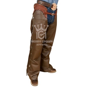 Chaps en cuir de vachette personnalisés de la meilleure qualité à vendre chaps en cuir de couleur unie à prix raisonnables - Product Image 5