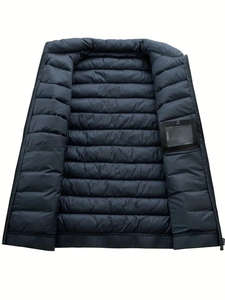 Veste matelassée bleu marine pour homme, légère, d'hiver, décontractée, chaude, élégante, avec fermeture éclair, pour hommes et garçons - Product Image 2