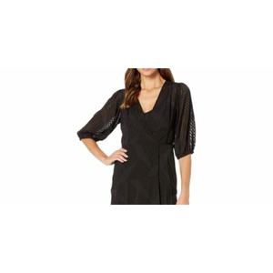 Abito lungo nero da donna Calvin Klein, modello A-Line, taglia 2, con motivo a righe sfumate, in chiffon, con vita naturale. - Product Image 2