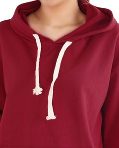 Sweat-shirt à capuche en molleton doux surdimensionné pour femme, couleur marron, chaud, décontracté, pour l'hiver, confortable, avec cordon de serrage et poche - Product Image 4