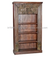 Étagère sculptée indienne arc fenêtre Style Antique présentoir de livre artisanat fait à la main