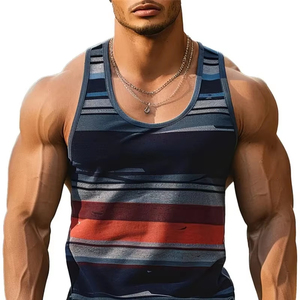 Retro <b>Striped</b> Graphic Tank <b>Tops</b> For Men Fashion Casual Summer Sleeveless 3D Printed <b>Vest</b> Loose Crew Neck Quick Dry Sports Tees - Product Image 4