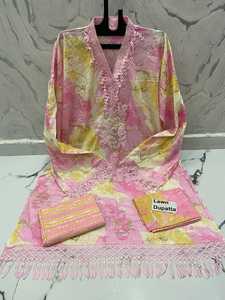 Jacquard Woven Patiala Suit Salwar and Matching <b>Shawl</b> Unstitched Fabric Length for Custom Designer Stitching - Product Image 2