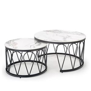 Juego de Mesa de Centro Moderno de Metal Negro con Tapa de Mármol, Diseño Elegante Encajable, Base Resistente, Centro de Mesa Estilizado para Decoración de Sala de Estar - Product Image 4