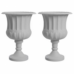 Urne de jardin en fer de style classique, finition noire antique, urne romaine, pot de fleurs d'intérieur et d'extérieur, décoration avec socle - Product Image 4