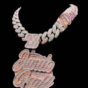 Cualquier Imagen de Logotipo Personalizada, Hecha a Mano, Premium, Diseño Digital 3D CAD de Hip Hop, Colgante con Incrustaciones de Moissanita - Product Image 3