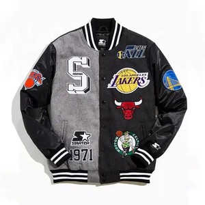 Patchs de broderie de logo personnalisé de l'usine de fabrication OEM Lettermen Baseball Bomber Jacket Tissu de laine de haute qualité pour l'hiver - Product Image 4
