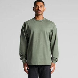 T-shirt à manches longues en coton épais pour homme, col rond, coupe décontractée, style minimaliste et doux - Product Image 5