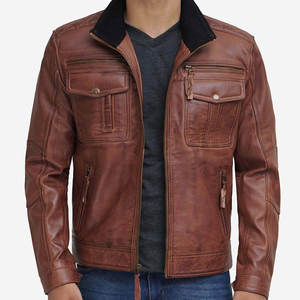 Veste d'hiver classique en cuir véritable durable, col montant, respirante, confortable, élégante, style streetwear décontracté pour hommes et femmes - Product Image 1