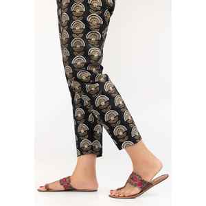 Pantalones Casuales Negros 100% Seda Cruda Talla XL, Corte Recto, Cintura Media, Crepé Transpirable, Estampado Serigrafiado TR-22-130 - Product Image 3