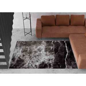 Tapis en pierre de marbre noir : Tapis contemporain à motifs en encre d'alcool, avec poils doux - Product Image 2