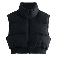 Yüksek Kaliteli OEM Özel Tasarım Moda Kolsuz Su Geçirmez Rahat Şişme Yelek Sonbahar Kadın Şişme Kısa Crop Bubble Puff