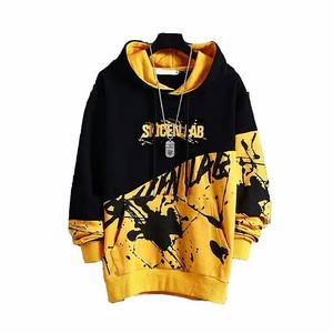 Sudadera con capucha de algodón de gran tamaño superventas sudadera de algodón con estampado personalizado y hombros caídos negros con Puff Technics - Product Image 6