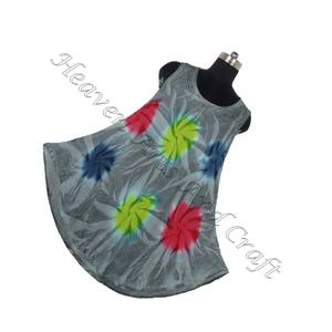Robe longue en rayonne imprimée Tie Dye pour femmes Robe parapluie Tie Dye Colorful Design Rayon Beach Wear Umbrella Tie Dye Dress - Product Image 3
