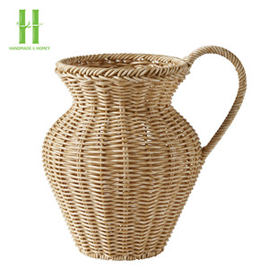 El más vendido, urna con patas de mimbre, jarrón de ratán tejido a mano para flores secas, minimalismo, jarrón de mesa de ratán, OEM de Vietnam - Product Image 4