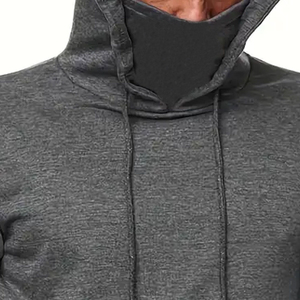 Sweat à capuche court et sweat-shirt décontracté grande taille pour hommes Polaire élégante avec couvre-visage Meilleur sweat à capuche teint uni à la mode - Product Image 4