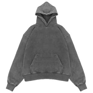 Sudaderas con capucha lavadas con ácido de Hip Hop para hombre, sudaderas con logotipo personalizado 100% OEM, sudaderas de algodón de rizo francés, ropa de calle Unisex de gran tamaño - Product Image 5