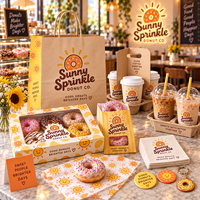 Emballages de marque AT PACK pour les boutiques de beignets avec des boîtes à beignets personnalisées, des sacs en papier, des gobelets à café et des solutions de vente à emporter