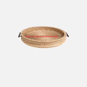 Plateau de service rectangulaire en rotin naturel de qualité supérieure avec poignées plateau de Table basse décoratif et polyvalent prix d'usine - Product Image 3