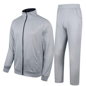 Ensemble de survêtement gris clair deux pièces pour hommes à prix réduit Survêtement uni pour jogging et gymnastique pour vêtements de sport - Product Image 1
