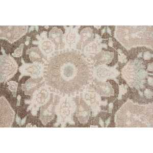 Turkish Vintage Rug, 3.7x8.2 ft Area Rug, <b>Brown</b> Gray Abstract <b>Wool</b> Rug - Product Image 5