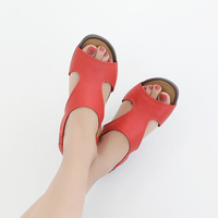 [JSHOE] fait à la main en peau d'agneau véritable découpe Slingback sandales plates pour femmes 3.5cm talon semelle intérieure souple confort chaussures de marche