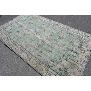 พรมวินเทจตุรกี ขนาด 5.2x8.7 ฟุต ลายตารางสีเขียว - Product Image 4