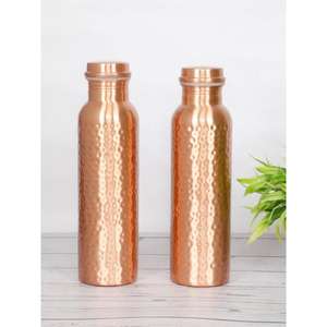 Best selling pure copper water bottle with antique hammered finishd <b>tight</b> cap and healthy drinking water benefits for travel - Product Image 1