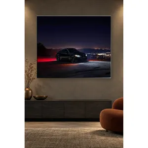 Impression sur toile Fida Black BMW M3 dans les lumières de la ville nocturne - Product Image 2