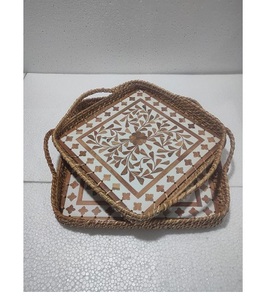 Bandeja de madera de alta calidad para servir con asas, caja marrón o caja blanca o caja de regalo, logotipo personalizado - Product Image 1