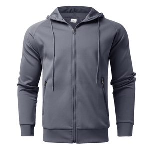 Survêtement 2 pièces personnalisé de haute qualité pour hommes fermeture éclair complète respirant Gym Jogging porter col à capuche hiver solide imprimé - Product Image 2