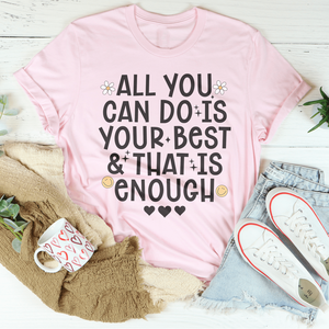 T-shirt pour femme « All You Can Do Is Your Best » en jersey respirant avec lettrage décoratif, tailles XS à 5XL, coupe ajustée ou ample, longueur courte - Product Image 4