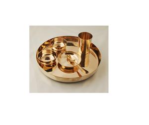 luxury copper stainless steel bronze thali <b>set</b> for serving dinnerware hotel classic design at wholesale price from Jamsons - Product Image 1