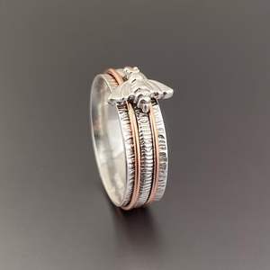 925 Sterling <b>Silver</b> Honey Bee Classic Style Nature Inspired Anxiety Spinner Certified Statement Ring - Product Image 4
