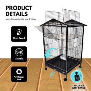 Cage à oiseaux ouverte de 30 pouces avec support à roulettes, plateau coulissant et rotation à 360° °   Roues pour perruches, calopsittes, agapornis et petits perroquets - Product Image 5