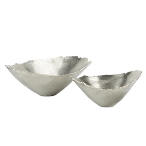 Cuenco de almacenamiento de aluminio plateado ecológico para aperitivos y galletas, Decoración de mesa, suministros de boda, cuenco para servir con Juego de 2 piezas - Product Image 1