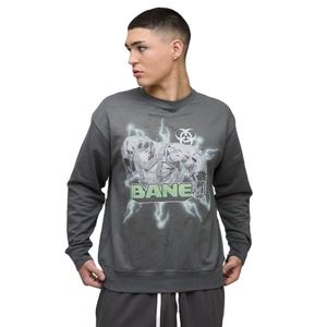 Pull-over à col rond surdimensionné à épaules tombantes pour hommes, style hivernal de luxe, en polaire éponge française brodée - Product Image 1