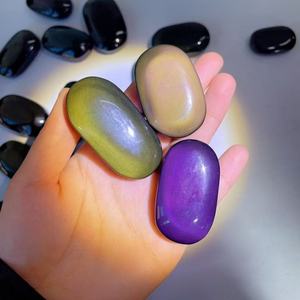 Cœur <span class=keywords><strong>de</strong></span> paume en obsidienne arc-en-ciel naturelle sculpté à la main, pierre <span class=keywords><strong>de</strong></span> guérison Reiki, cadeau significatif pour l'amour et l'amitié - Product Image 2